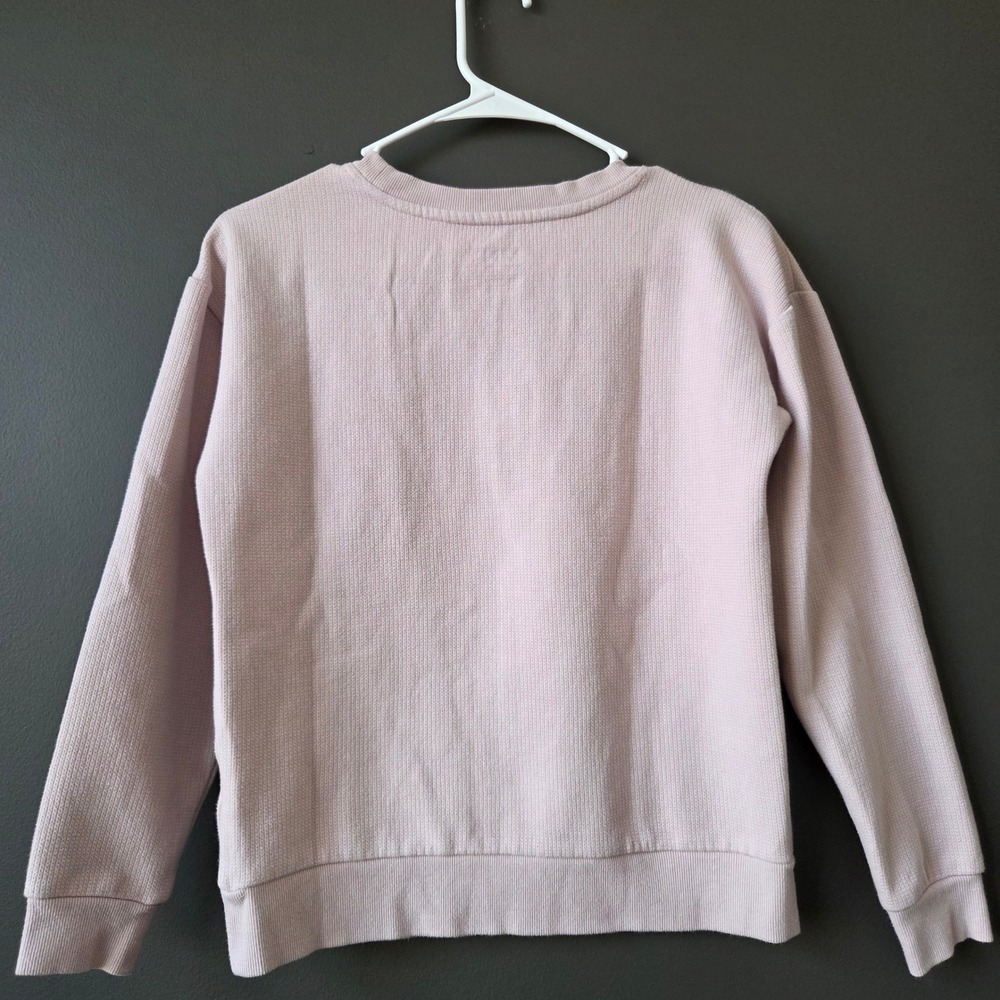 MNY Marc New York Performance Pink Je T'aime Waffle Knit Crewneck Sweatshirt XS - Picture 4 of 6
